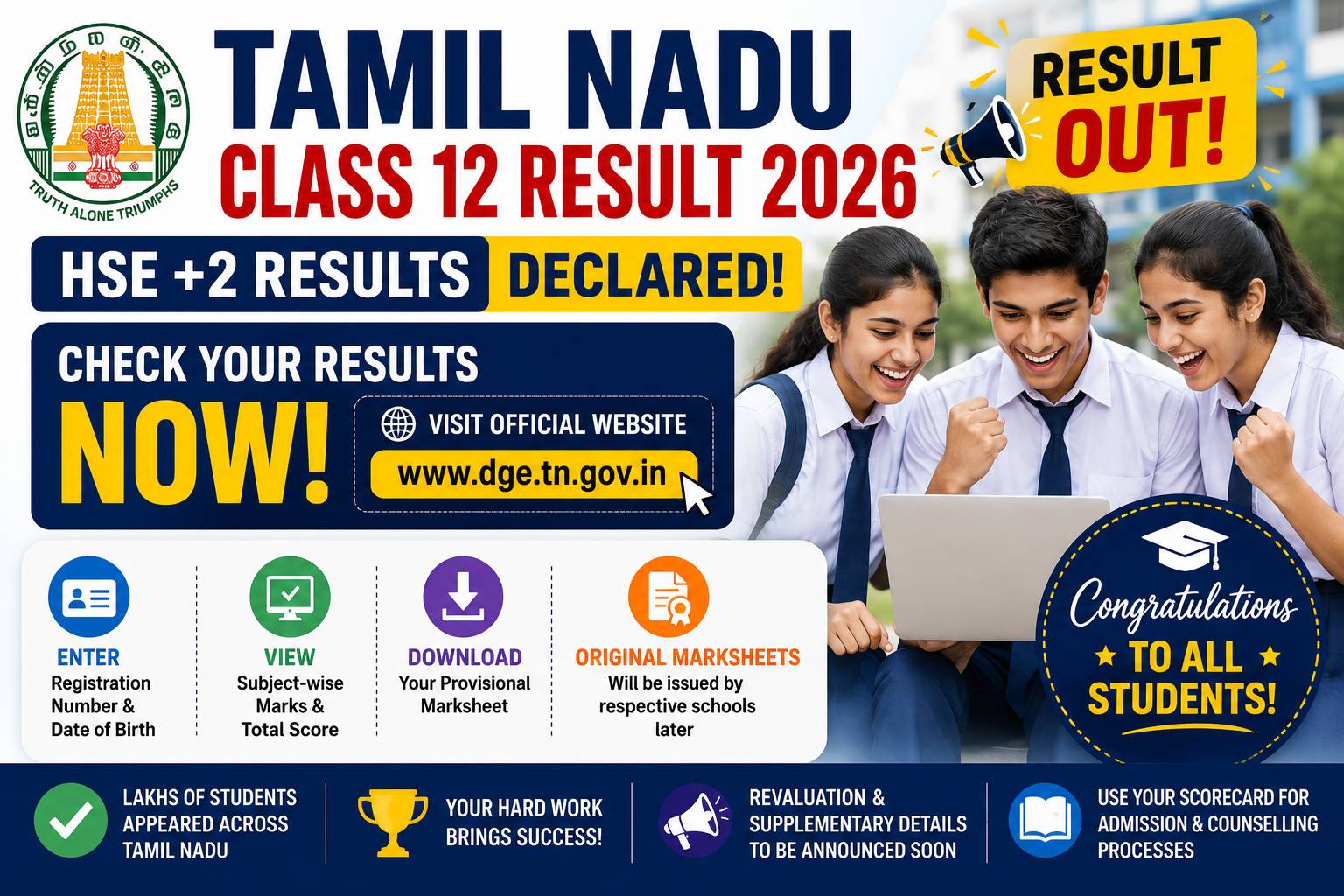 Tamil Nadu Class 12 Result 2026