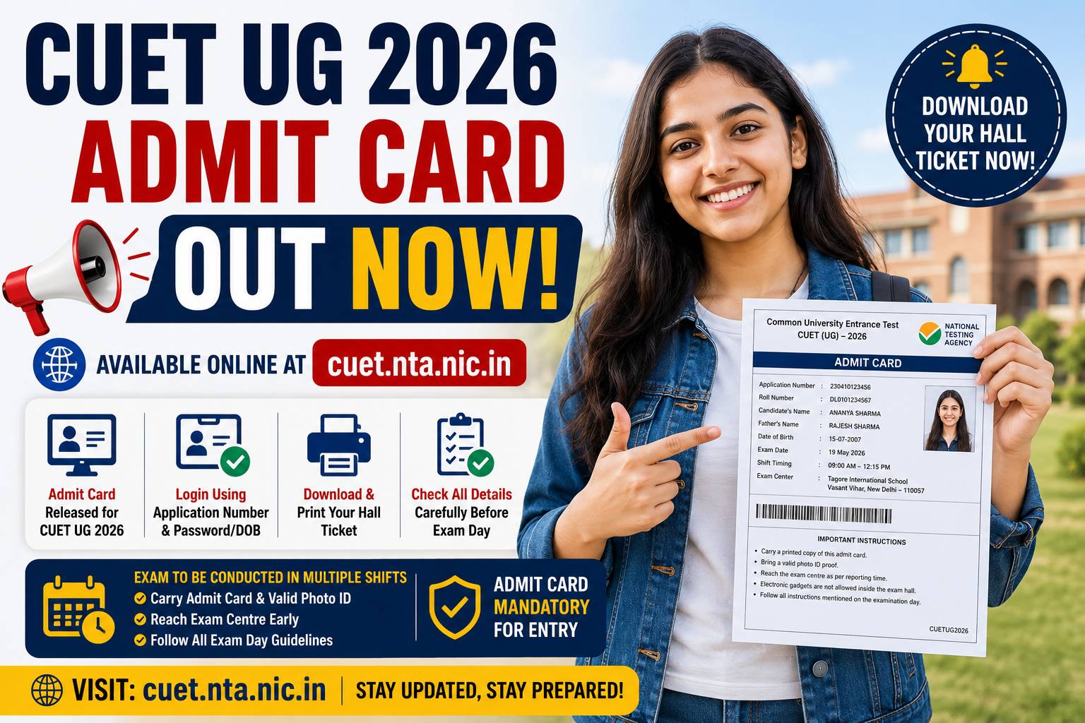CUET UG Admit Card 2026 Released