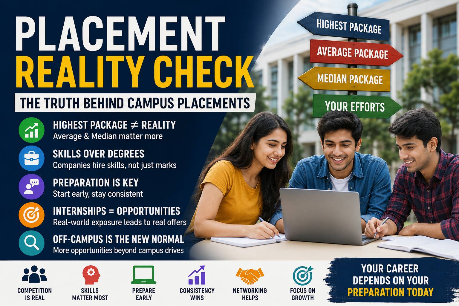 featured image of placement reality check, the truth behind campus placements, highest package reality 